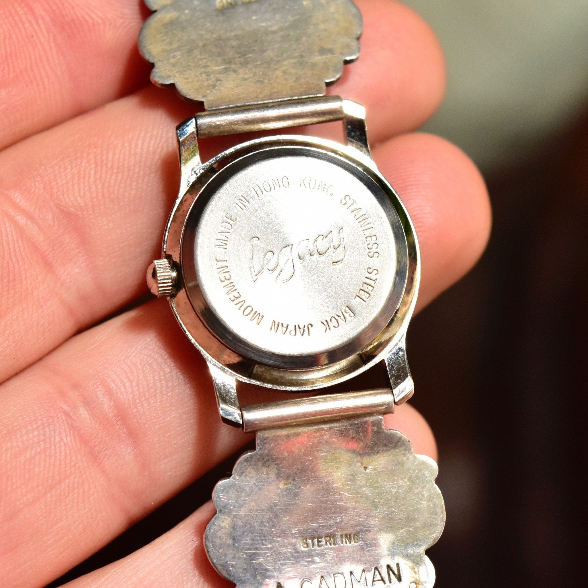 Vintage Liberty 1911 Navajo A. Cadman Sterling Silver Lapis Lazuli Ladies Wrist Watch, Legacy Quartz Automatic Watch, Adjustable Bracelet