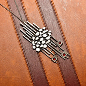 Vintage Brutalist Modernist Sterling Silver Garnet Pendant Necklace, Large Abstract Pendant W/ Red Stone Accents, Avant Garde Jewelry