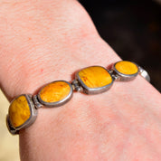 Vintage Sterling Silver Gemstone Link Necklace & Bracelet, Bohemian Modernist Collar Necklace, Geometric Bracelet, 925 Statement Jewelry,