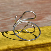 Vintage MMA Sterling Silver Wire Wrap Cuff Bracelet, Minimalist Solid Silver Swirl Cuff, 925 Bohemian Jewelry, Adjustable, 7 1/2"