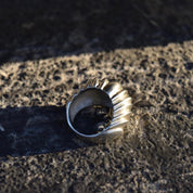 Vintage TAXCO Ribbed Sterling Silver Bombe Ring, Modernist Wavy Scalloped Dome Ring, 925 Mexico, Size 7 1/4 US