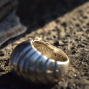 Vintage TAXCO Ribbed Sterling Silver Bombe Ring, Modernist Wavy Scalloped Dome Ring, 925 Mexico, Size 7 1/4 US