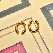 Vintage 14K Gold Oval Hoop Earrings, Polished Gold Tube Hoops, Lightweight, 585 Statement Earrings, 35mm