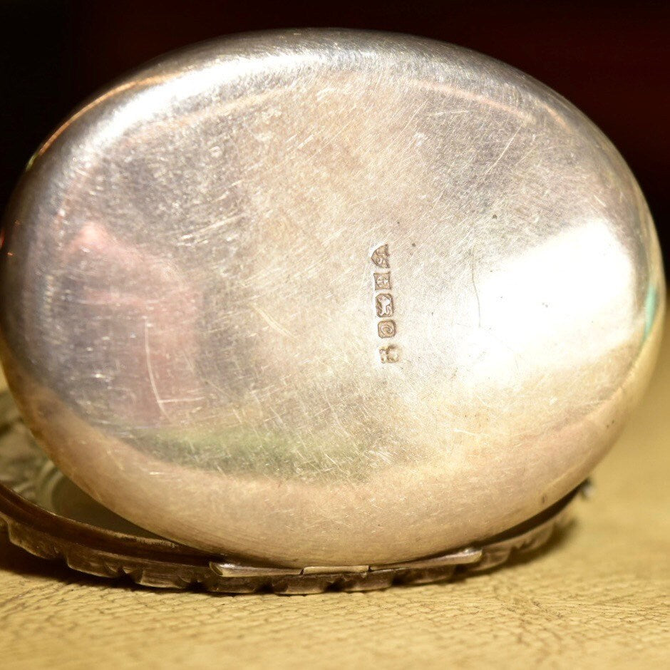 Vintage 1977 English Hallmarked Engraved Sterling Silver Locket Pendant, Joseph Smith and Sons, Art Nouveau Revival, 2 7/8" L
