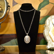 Vintage/Antique Hand-Engraved Sterling Silver Locket, Intricate Designs, Floral Motifs, Ornate Two-Sided Picture Locket, 2 5/8" L