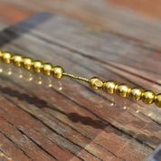 Vintage 14K Yellow Gold Beaded Choker Necklace, 4.25mm Gold Beads Strung On Foxtail Chain, Stacking Necklace, 585 Jewelry, 14" L