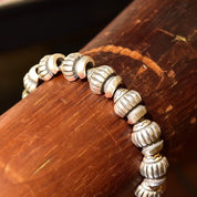 Vintage Lisa Jenks Sterling Silver Link Bracelet, Chunky Heavy Articulated Link Bracelet, Engraved Bead Design, Toggle Clasp, 7 1/2 L