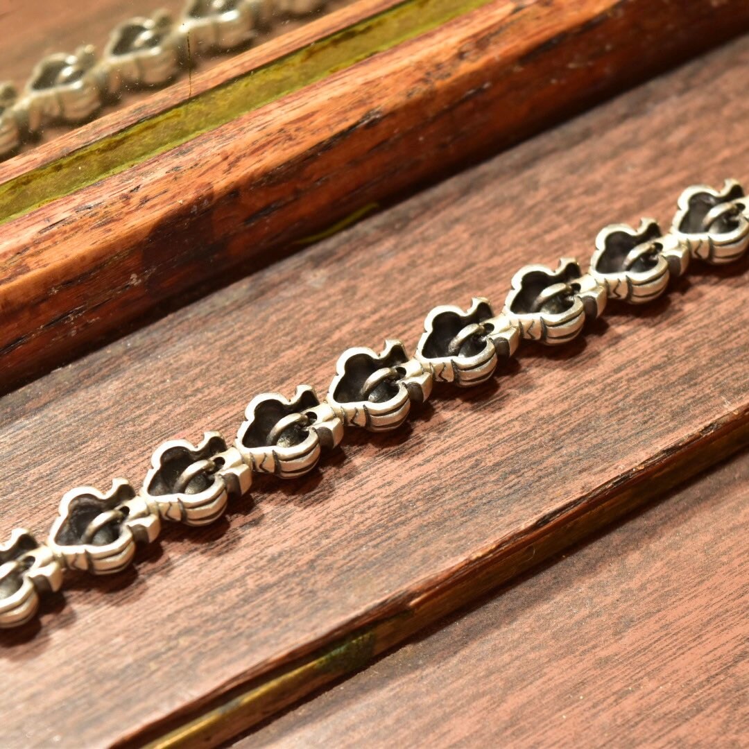 Vintage Lisa Jenks Sterling Silver Link Bracelet, Chunky Heavy Articulated Link Bracelet, Engraved Bead Design, Toggle Clasp, 7 1/2 L