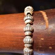 Vintage Lisa Jenks Sterling Silver Link Bracelet, Chunky Heavy Articulated Link Bracelet, Engraved Bead Design, Toggle Clasp, 7 1/2 L