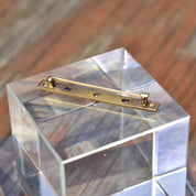 Antique Art Nouveau 14K Gold Diamond Sapphire Bar Pin, Hand Engraved Scroll Designs, Old Mine Cut Diamonds, Blue Sapphire Accents, 45mm