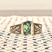 Vintage Celtic Sterling Silver Turquoise Panel Bracelet, Natural Bisbee Turquoise, 925 Jewelry, Celtic Jewelry, Celtic Panel Bracelet