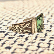 Vintage Celtic Sterling Silver Turquoise Panel Bracelet, Natural Bisbee Turquoise, 925 Jewelry, Celtic Jewelry, Celtic Panel Bracelet