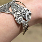 Vintage Sterling Silver Dragonfly Cuff Bracelet, Art Nouveau, Engraved Silver Butterfly Cuff, WTS 925, Adjustable, 5 1/4"