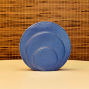 Vintage Art Deco Trenton Potteries Rare Blue Ceramic 'Circlet' Vase, Modernist Circle Disk Sculpture Vase, G. McStay Jackson, 8 1/2" H