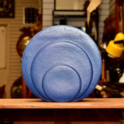 Vintage Art Deco Trenton Potteries Rare Blue Ceramic 'Circlet' Vase, Modernist Circle Disk Sculpture Vase, G. McStay Jackson, 8 1/2" H
