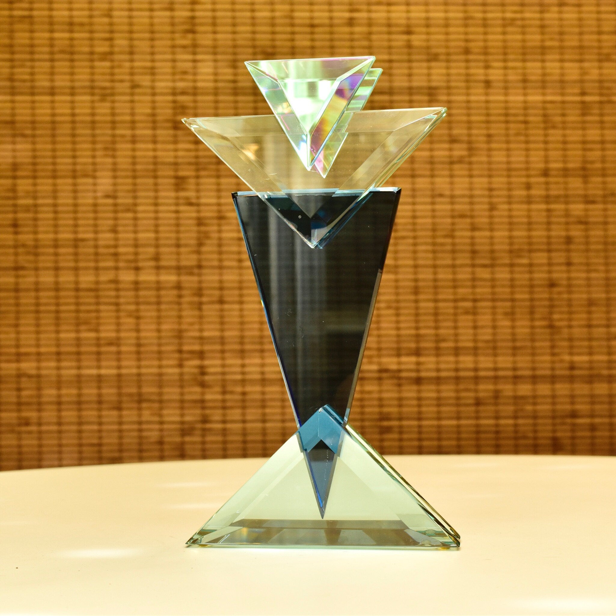 Vintage 1989 Signed American Studio Glass Sculpture, Stephen Jon Clements, Opulent Modernist Glass Tabletop Sculpture, 10 1/8" H