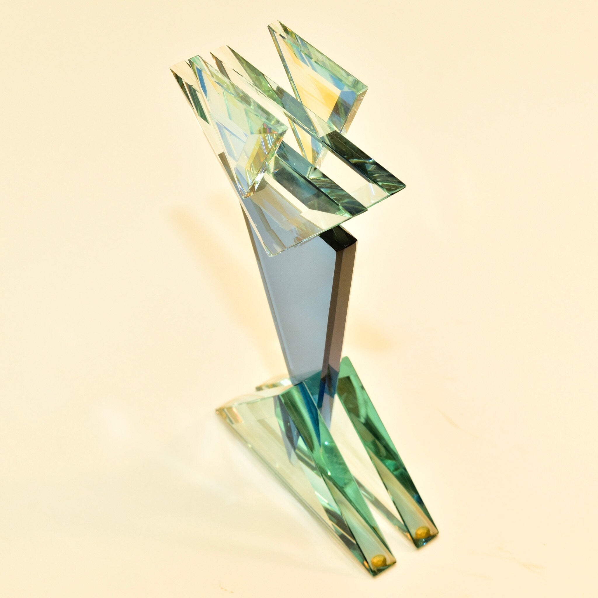 Vintage 1989 Signed American Studio Glass Sculpture, Stephen Jon Clements, Opulent Modernist Glass Tabletop Sculpture, 10 1/8" H