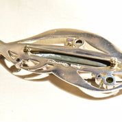 Retro 'The Dreamer' Abstract Modernist Sterling Silver Multi-Stone Brooch Pendant, Technicolor Green & Blue Gemstones, , 4 7/8" L