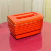 Vintage Westinghouse Hall China Orange Ceramic Refrigeratorware, Lidded Leftovers Dish, Collectible Decorative Kitchenware, Mod, 7" L