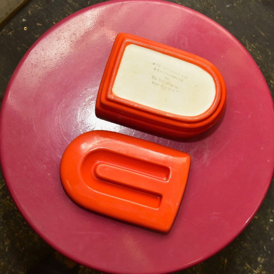 Vintage Westinghouse Hall China Orange Ceramic Refrigeratorware, Lidded Leftovers Dish, Collectible Decorative Kitchenware, Mod, 7" L