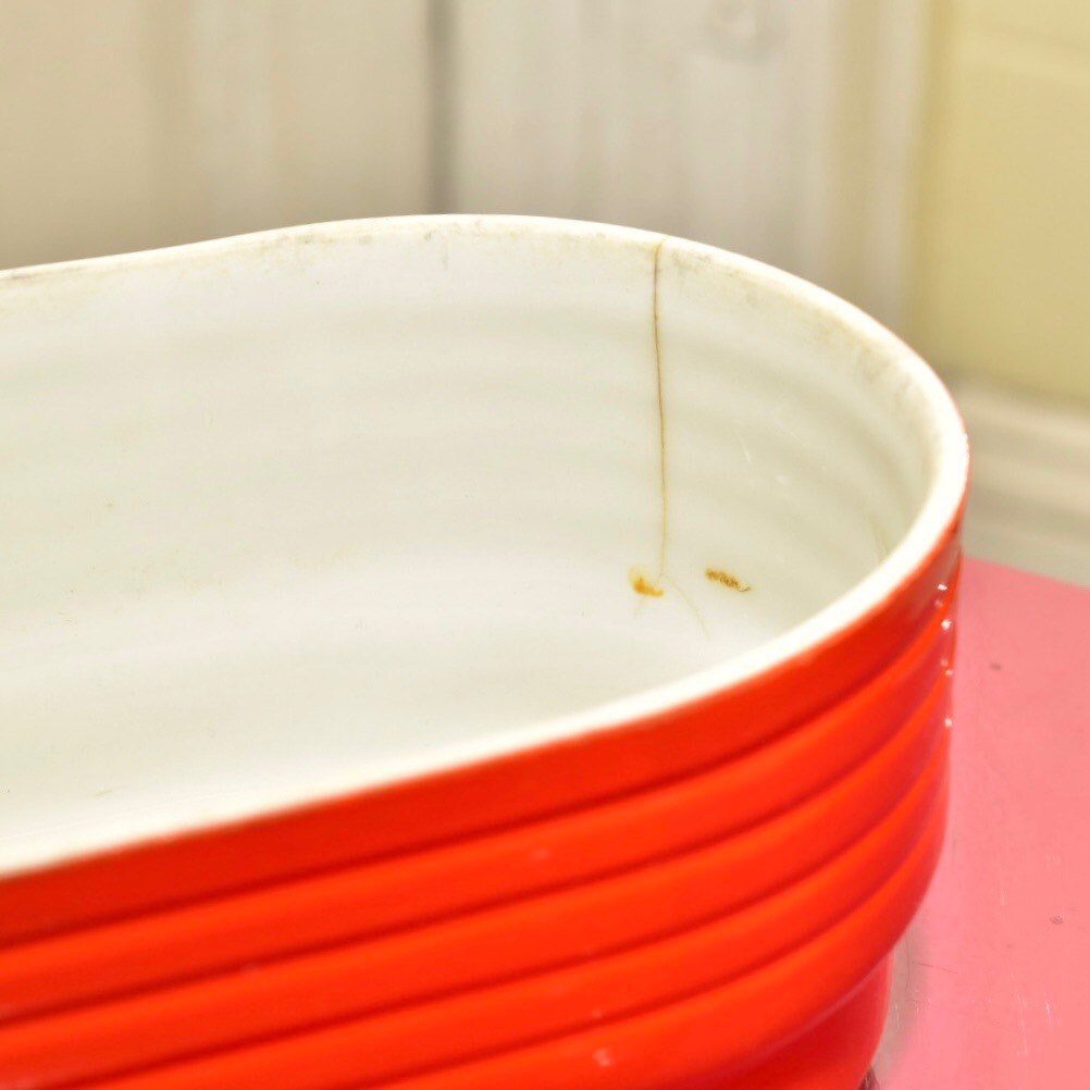 Vintage Westinghouse Hall China Orange Ceramic Refrigeratorware, Lidded Leftovers Dish, Collectible Decorative Kitchenware, Mod, 7" L