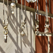 Lisa Jenks 90's Sterling Silver Pendant Necklaces, Curio Charm Chain Necklaces, Modernist Jewelry,