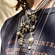 Lisa Jenks 90's Sterling Silver Pendant Necklaces, Curio Charm Chain Necklaces, Modernist Jewelry,