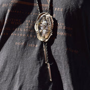 Vintage Sterling Silver Moss Agate Bolo Tie, Stand Sterling Bolo Tie, Moss Agate Cabochon, 20.75" L