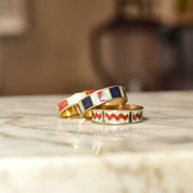 Vintage Gold Plated Sterling Silver Enamel Ring Set, Stackable Rings, Gold-Tone Enamel Band Ring, Size 6.5 US