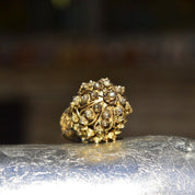 Antique 800 Gilt Silver Cannetille Filigree Dome Ring, Stunning High Set Beaded Floral Ring, Middle Eastern, Size 9 1/4 US