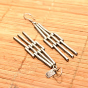 Vintage TAXCO Modernist Sterling Silver Chandelier Earrings, Mex TB-32 925, Articulated Dangle Earrings, 3 1/4"L