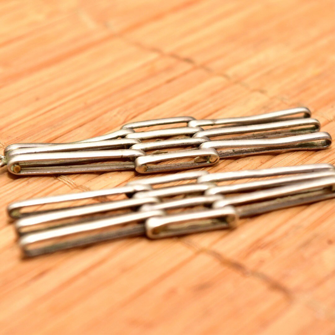 Vintage TAXCO Modernist Sterling Silver Chandelier Earrings, Mex TB-32 925, Articulated Dangle Earrings, 3 1/4"L