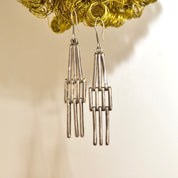 Vintage TAXCO Modernist Sterling Silver Chandelier Earrings, Mex TB-32 925, Articulated Dangle Earrings, 3 1/4"L