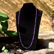 Vintage 14K Purple Jade Knotted Bead Necklace, Polished 6mm Round Jade Beads, 4mm Gold Bead Accents, Layered Beads, Gemstone Jewelry, 31" L