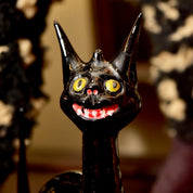Vintage Black Glass Cat Figurine, Flame-Worked Cat Sculpture, Pulled Glass Figurine, Eccentric Home Decor, Eclectic Cat Figurine, 5.125"