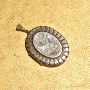 Vintage 1977 English Hallmarked Engraved Sterling Silver Locket Pendant, Joseph Smith and Sons, Art Nouveau Revival, 2 7/8" L