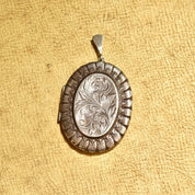 Vintage 1977 English Hallmarked Engraved Sterling Silver Locket Pendant, Joseph Smith and Sons, Art Nouveau Revival, 2 7/8" L