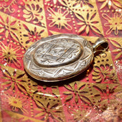 Vintage/Antique Hand-Engraved Sterling Silver Locket, Intricate Designs, Floral Motifs, Ornate Two-Sided Picture Locket, 2 5/8" L