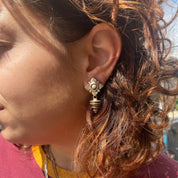 Vintage Lisa Jenks Modernist Sterling Silver Clip-On Earrings, Layered Earrings, Steam Punk Jewelry, Funky 925 Statement Jewelry