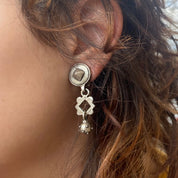 Vintage Lisa Jenks Modernist Sterling Silver Clip-On Earrings, Layered Earrings, Steam Punk Jewelry, Funky 925 Statement Jewelry