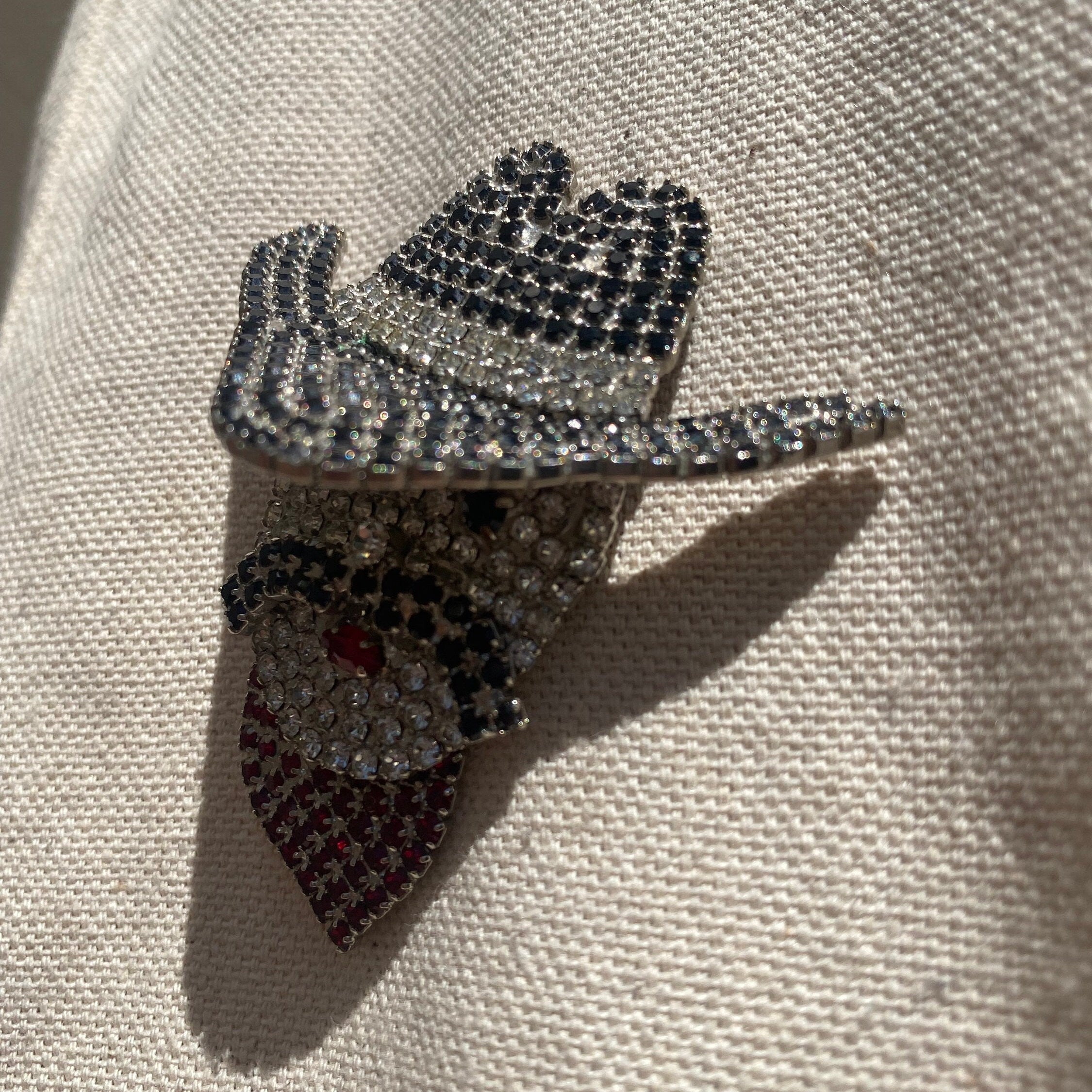 Vintage Silver Butler Wilson Western Cowboy Brooch, Unique Jeweled Cowboy Brooch, Cute Statement Accessory, Rhinestone Brooch, Gemstone Pin