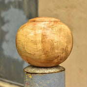 Vintage Signed Al Parry Figured Chestnut Vase, Decorative Wooden Vase, Contemporary Table Center Piece, 5.5" H