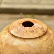 Vintage Signed Al Parry Figured Chestnut Vase, Decorative Wooden Vase, Contemporary Table Center Piece, 5.5" H