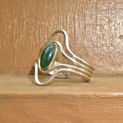 Vintage Modernist Sterling Silver Turquoise Cuff Bracelet, Adjustable, Natural Turquoise Cabochon, 925 Jewelry,