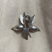 Vintage TAXCO Sterling Silver Lily Flower Brooch, Large Silver Flower Brooch, 925 Statement Accessory, Mexico 925 TC-84, 60mm