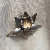Vintage TAXCO Sterling Silver Lily Flower Brooch, Large Silver Flower Brooch, 925 Statement Accessory, Mexico 925 TC-84, 60mm