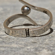 Vintage Modernist Sterling Silver Bypass Clamper Cuff Bracelet, Silver Ball Embellishment, Space Age, Mod Bracelet, 5 3/4" L