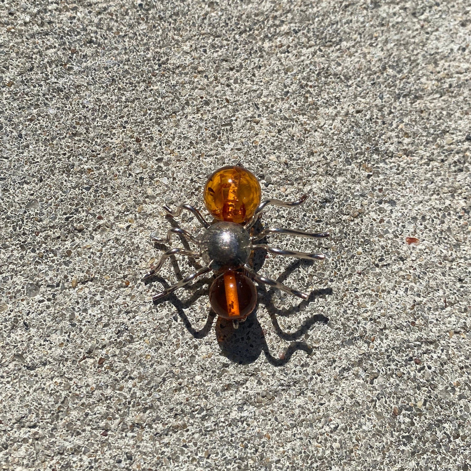 Bug Brooch, Polished Amber Beads, Cute Jacket Pin, 925 Accessories, 28mm
