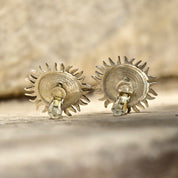 Vintage Two-Tone Sterling Silver Sun God Clip On Earrings, Gold Sun Face With Silver Rays, Mexico 925, Celestial Jewelry, 1 1/8