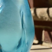 Vintage Signed Herb A. Thomas Iridescent Blue Art Glass Vase, Hand Blown Glass Vase, 8" H